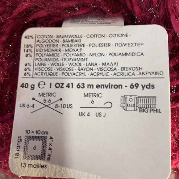 PHILDAR Maritza yarn lot of 7 skeins cotton/poly/mohair blend, made in France - Picture 4 of 6